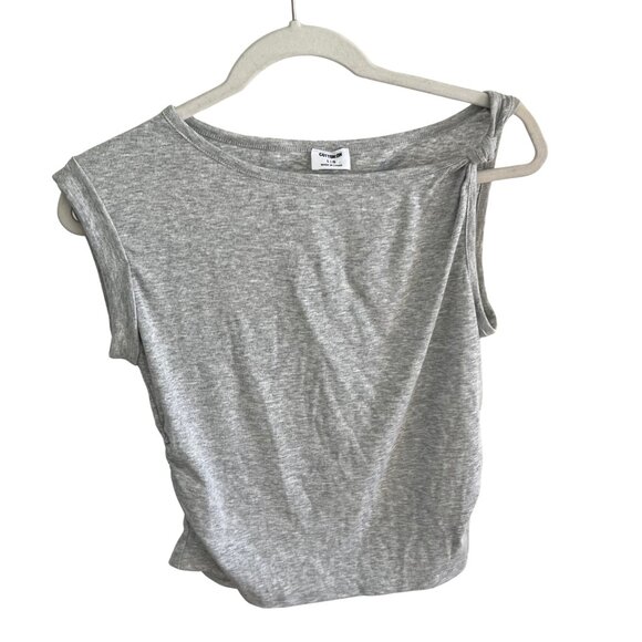 NWOT Cotton On Marlow Twist Shoulder Top Gray Asymmetric Neck Women’s Size L - Picture 7 of 9